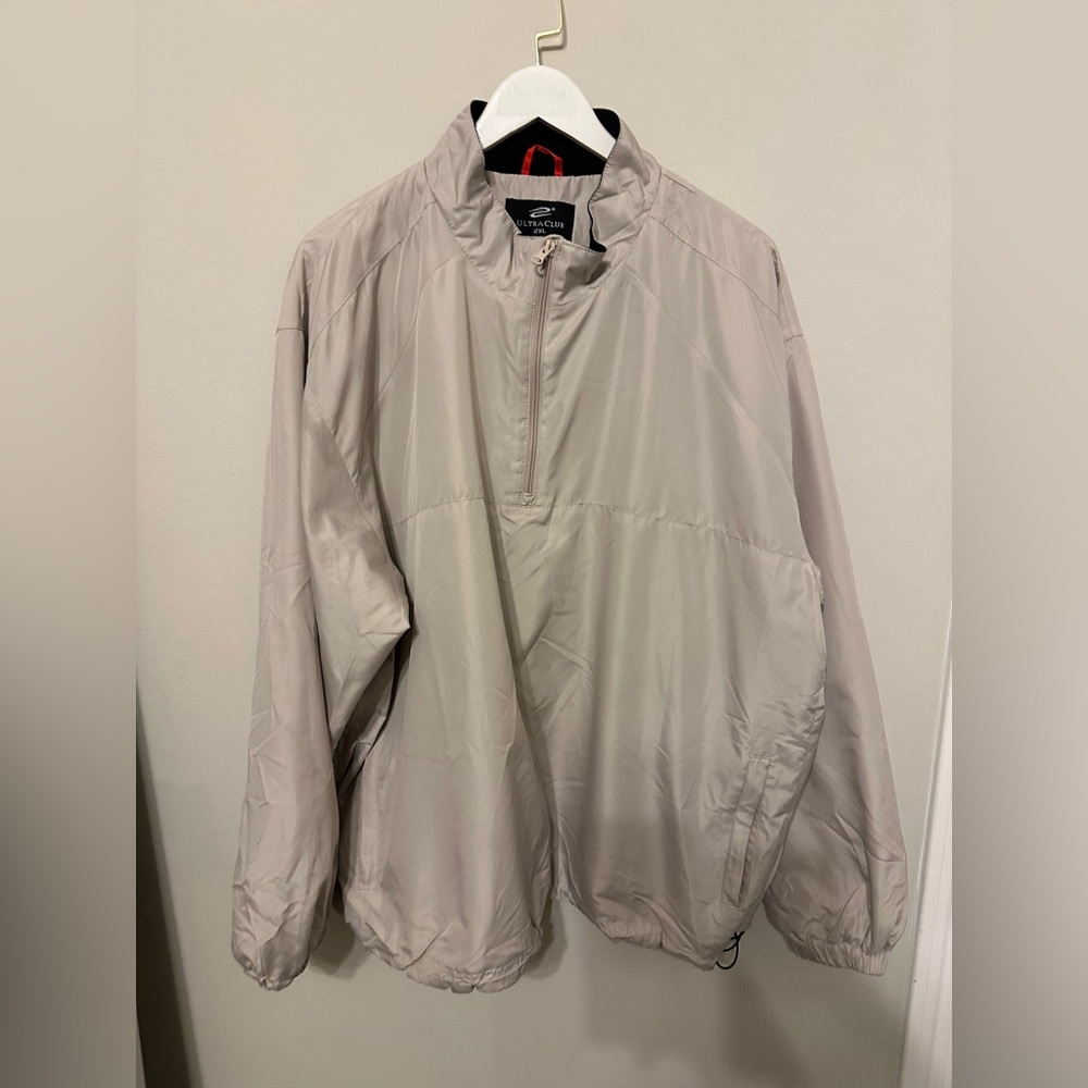 Beige UltraClub Windbreaker Rain Jacket – Size 2XL